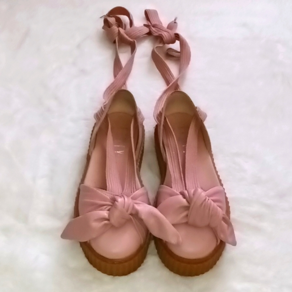 Puma Pink Tie-Front Espadrille Flats